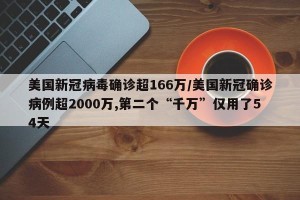美国新冠病毒确诊超166万/美国新冠确诊病例超2000万,第二个“千万”仅用了54天